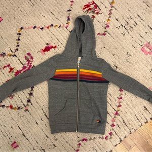 NWOT Aviator Nation KID'S 5 STRIPE HOODIE - GRAY